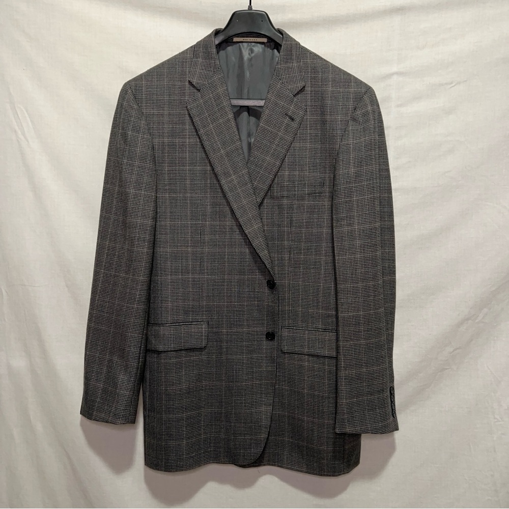 Burberry London, Men's Dark Grey, Black and Blue houndstooth Blazer, Size 46 LNG